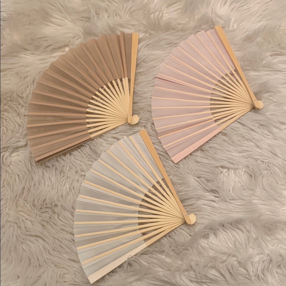 Elegant Handheld Fans Set - Cream, Tan, and Brown